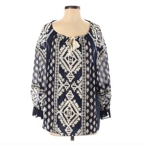 Tory Burch Boho Long Sleeve Blouse Size S